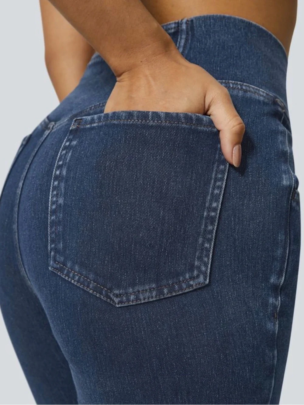HALARA Flex™ High Waisted Crossover Pocket Washed Casual Jeans - Picture 5 of 14